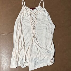 Elegant pink Cream Lace-Up Tank Top